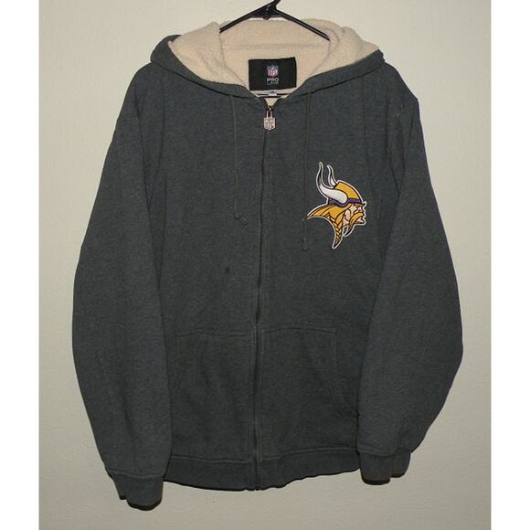 NFL Pro Line Minnesota Vikings Men’s Med Fleece Lined Zip Hoodie Sweatshirt Gray - Picture 1 of 3